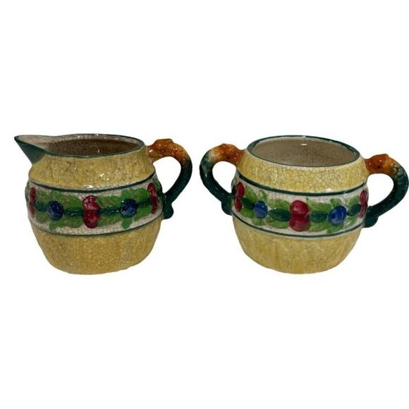 Vintage Made in Japan  Fruit Leaves Creamer and Sugar - Picture 6 of 12